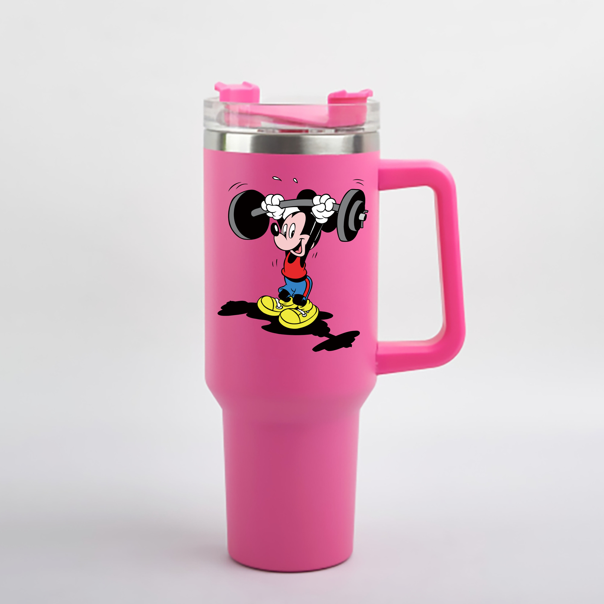 （画像用） ミッキーマウス Mickey Mouse 1200mL車用タンブラー - クリスタルステッカー（プラスチックストロー付き）